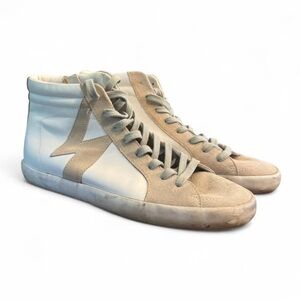 Sam Edelman Avon Leather Sneakers in Cream and Gray